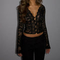 Sexy Lace Long Sleeve Blouse - DippedShop Wholesale - #7907