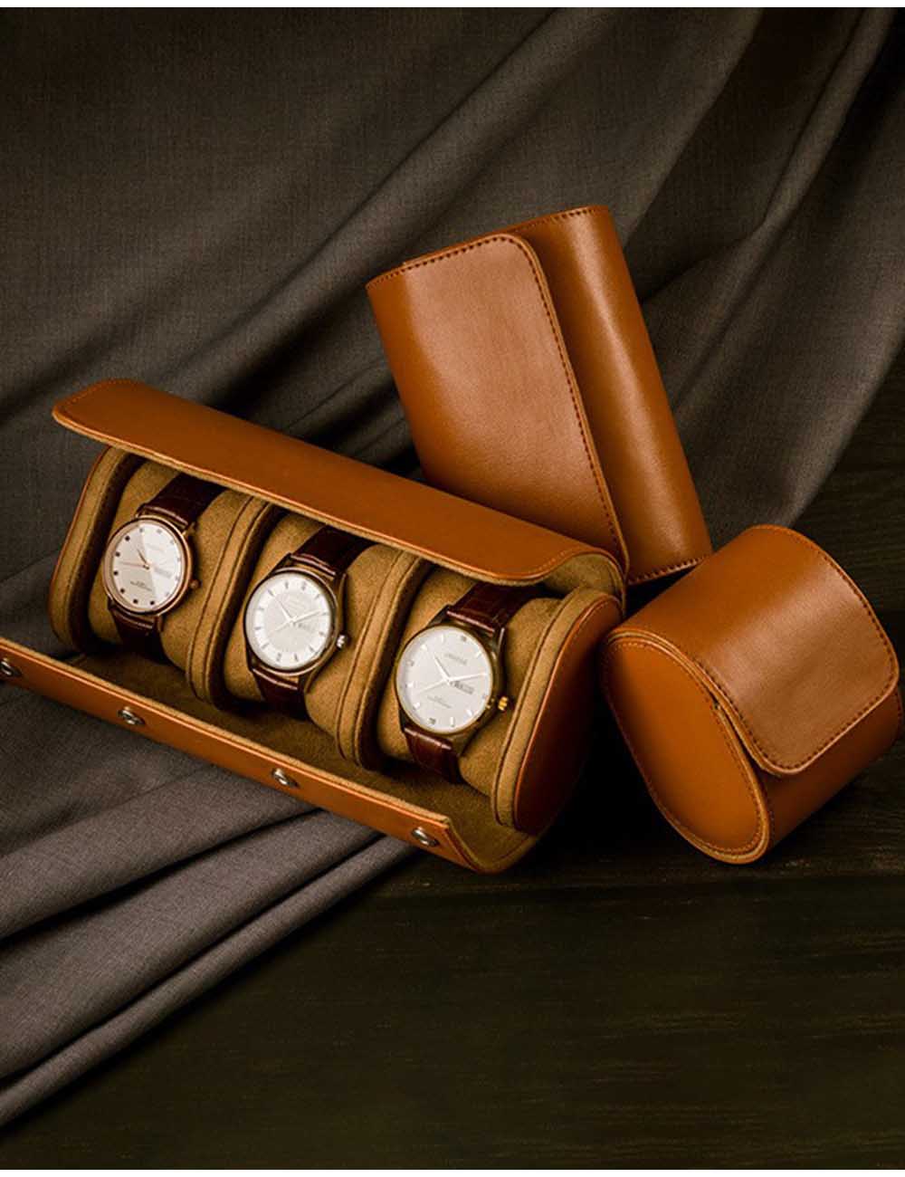 Portable PU Leather Watch Roll Organizer DP25F759