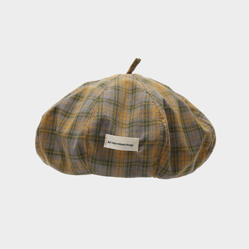 Classic Plaid Color Block Artistic Beret Hat MK2BW6W6HAT106