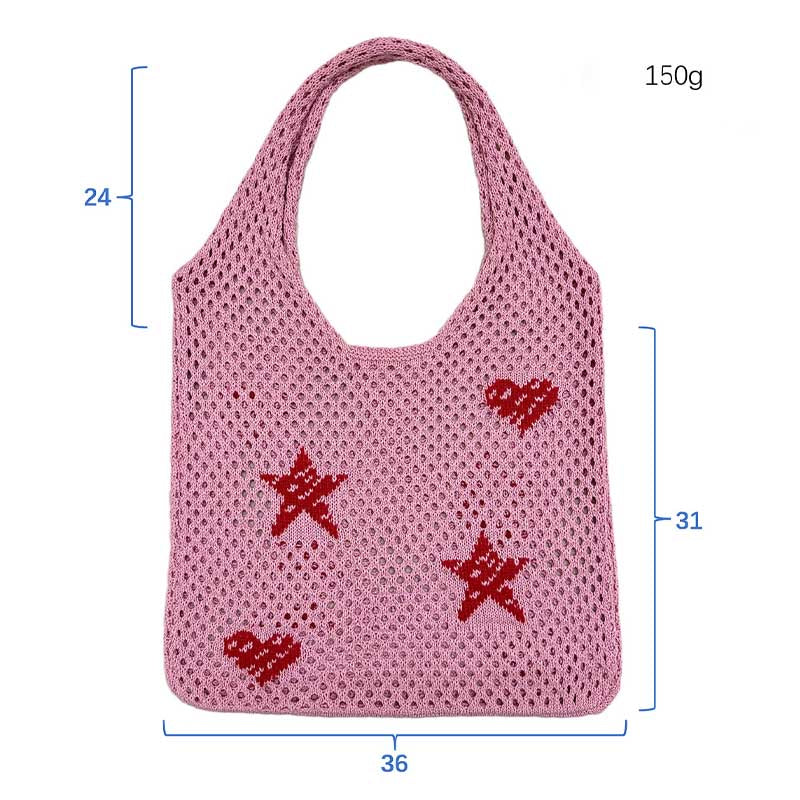 Star Print Knit Tote - DippedShop Wholesale - #9267