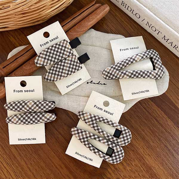 Simple Color Block Plaid Hair Clip DP25F565