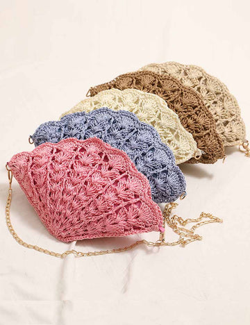 Shell Shaped Woven Crossbody Bag - DippedShop Wholesale - #4195