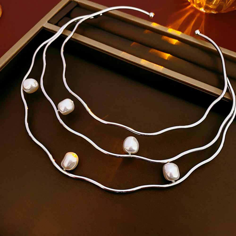 Stylish Irregular Cross Pearl Necklace 6W6JNC976