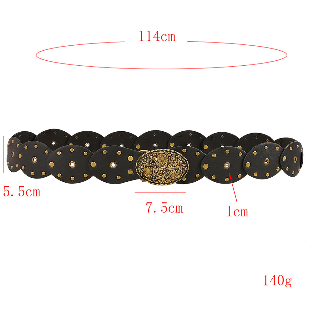 Trendy Wide Disc Concho Waist Cowgirl Belt 6W6JBT221