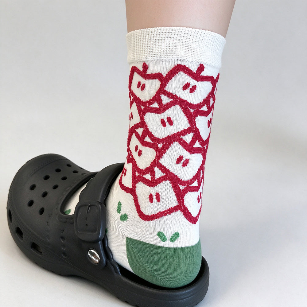 Striped Apple Print Socks - DippedShop Wholesale - #8051
