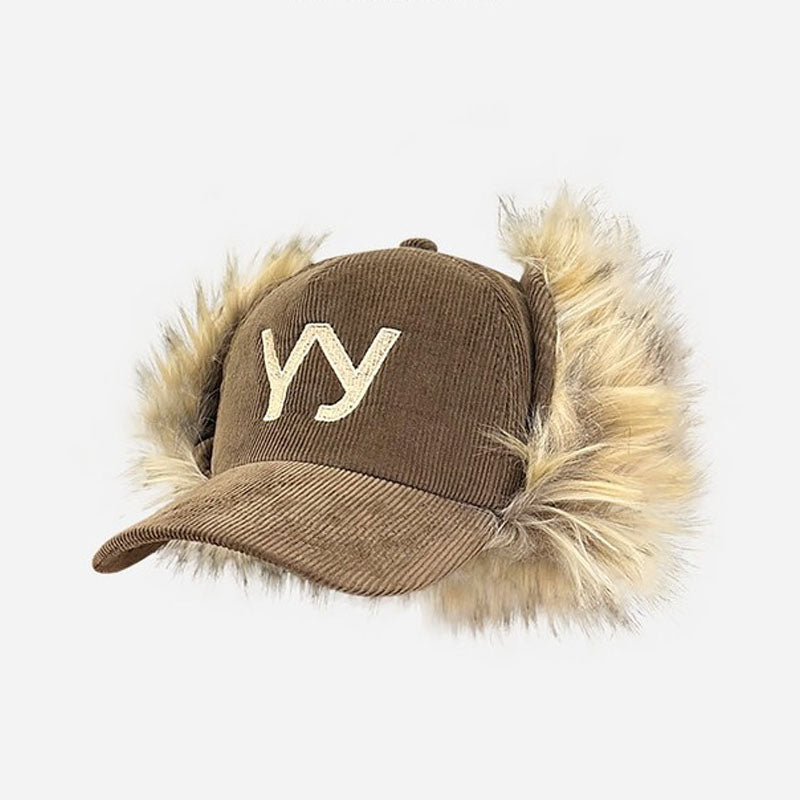 Winter Warm Letter Embroidery Faux Fur Baseball Cap 6W6HAT522