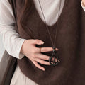 Vintage Wooden Flower Pendant Sweater Necklace 6W6JNC1014