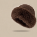 Minimalist Solid Color Faux Fox Fur Bucket Hat 6W6HAT666