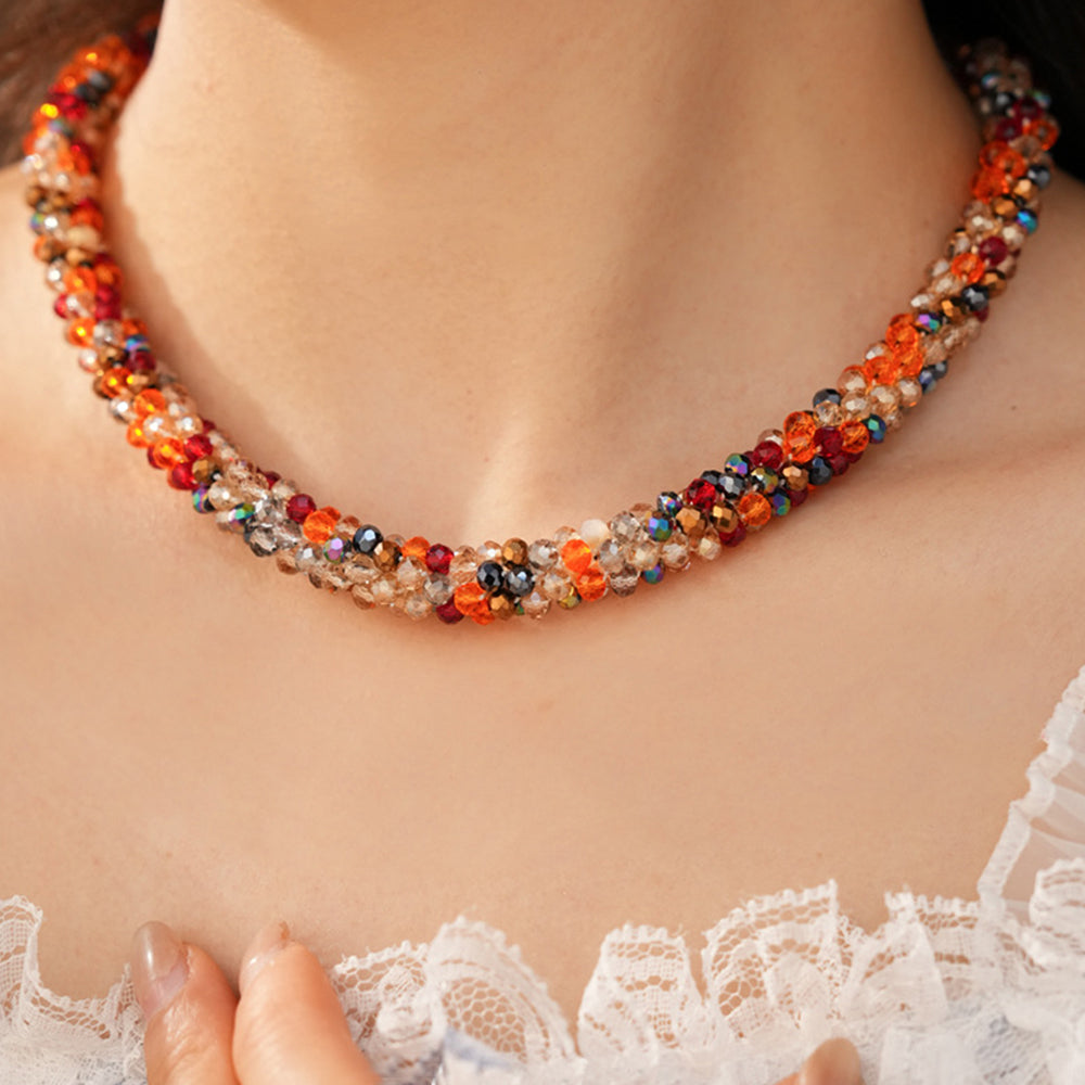 Stylish Colorful Glass Beads Choker Necklace 6W6JNC973