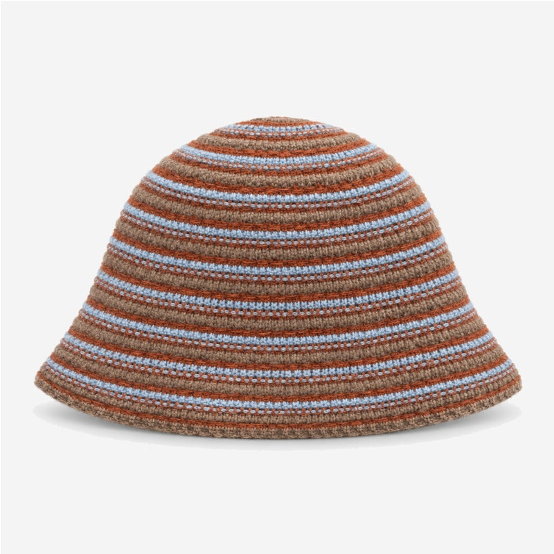 Minimalist Striped Knit Bucket Hat 6W6HAT649
