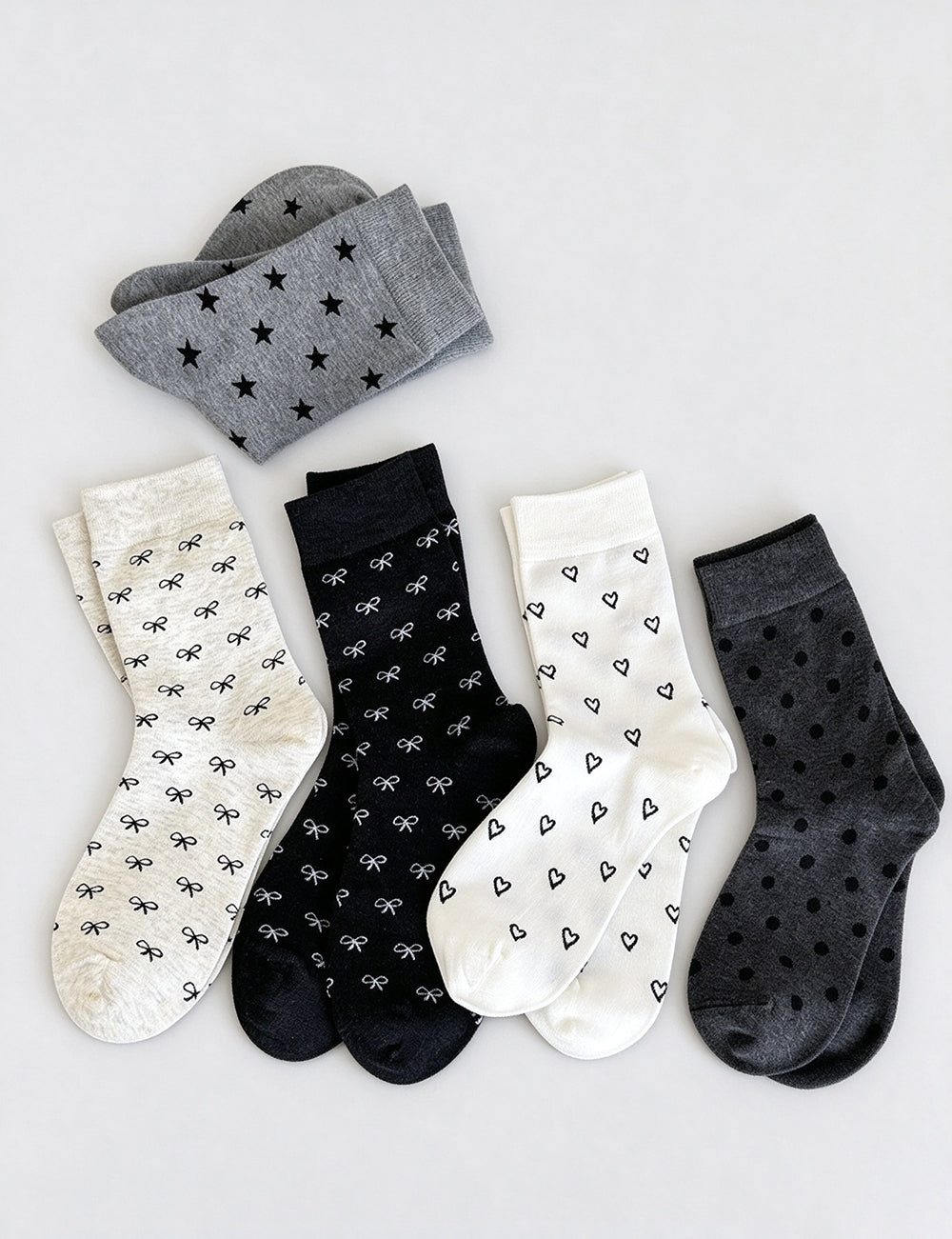 Heart Print Cotton Crew Socks - DippedShop Wholesale - #3027