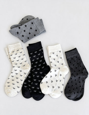 Heart Print Cotton Crew Socks - DippedShop Wholesale - #3027