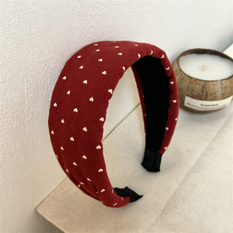 Fashion Heart Print Wide Fabric Headband 6W6HBD318