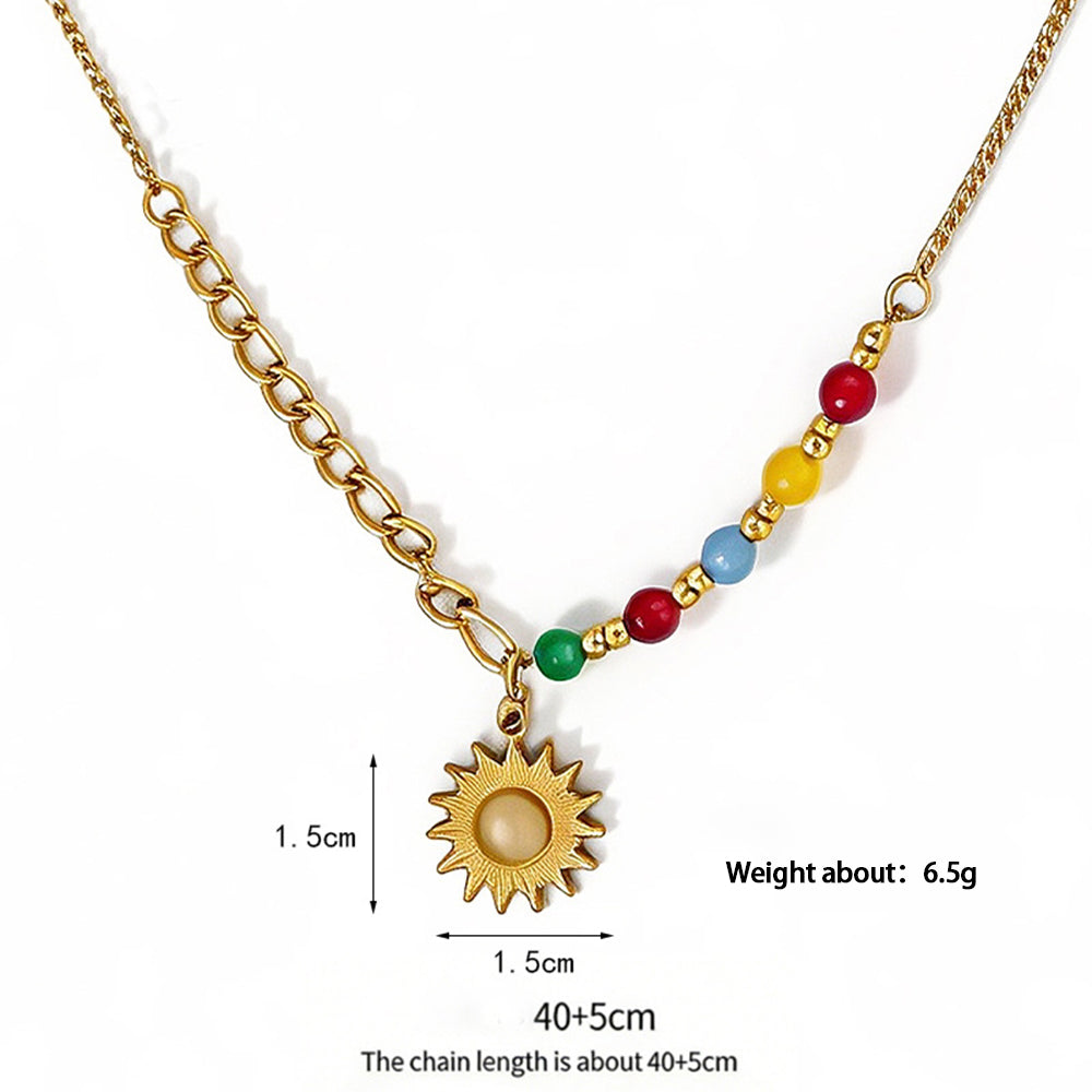 Sun Pendant Bead Necklace - DippedShop Wholesale - #4515