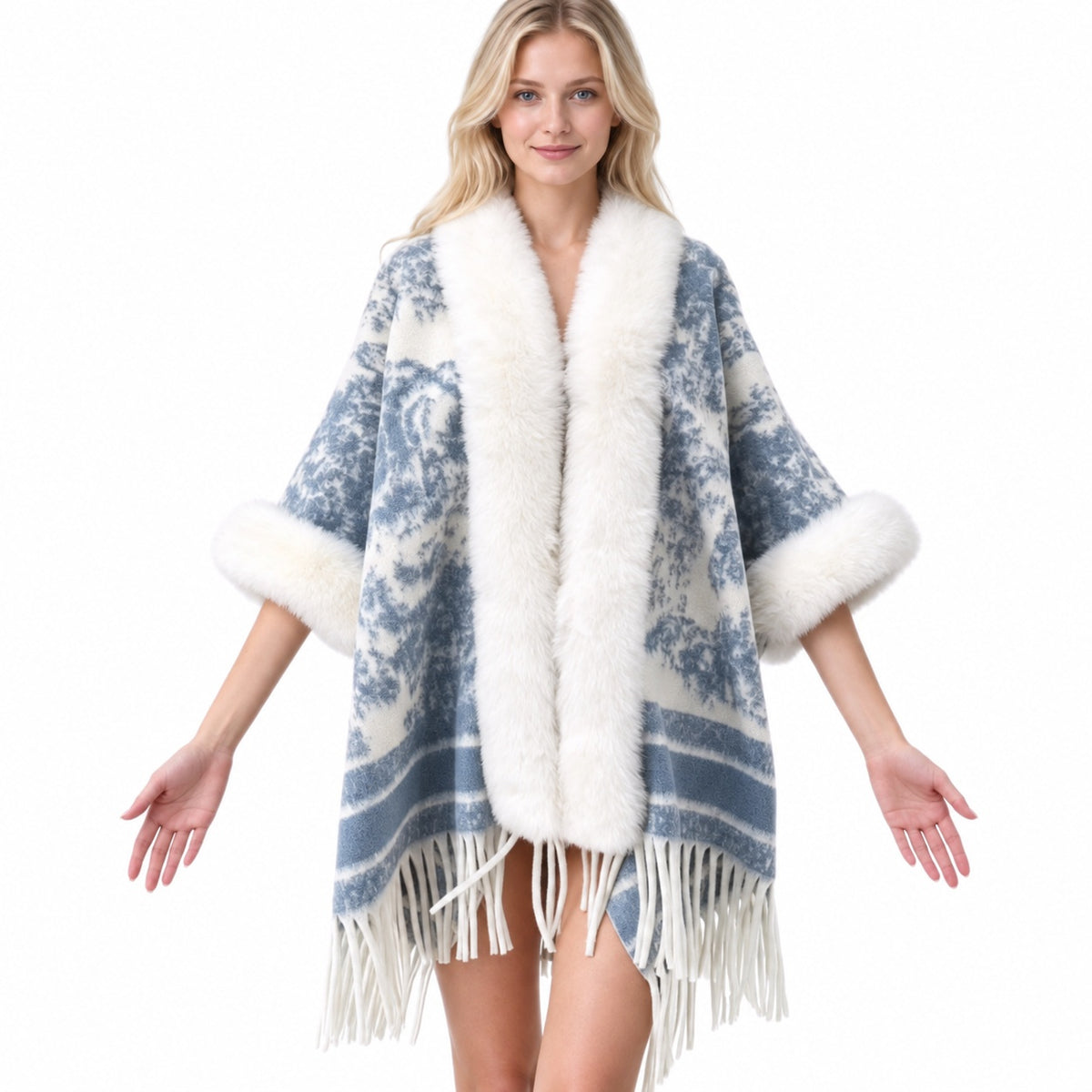 Faux Fur Knit Poncho Cape - DippedShop Wholesale - #9907