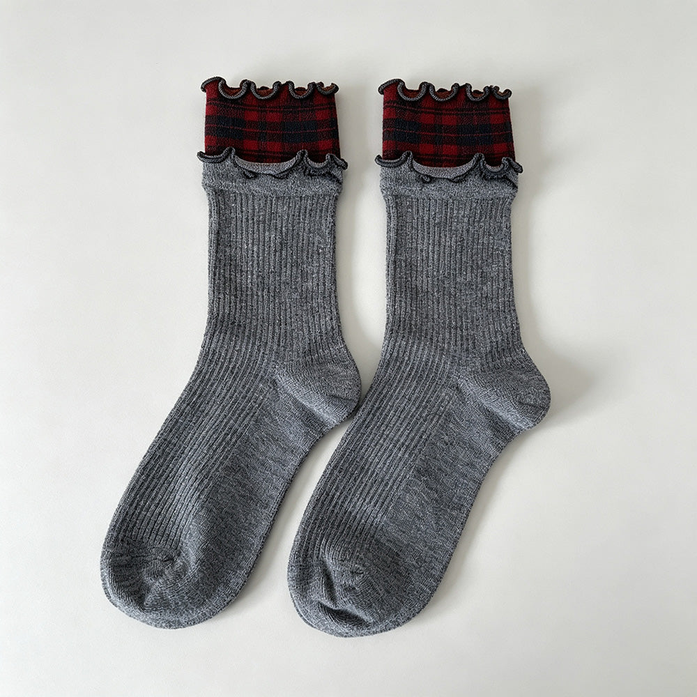 Ruffled Cuff Crew Socks - DippedShop Wholesale - #4755