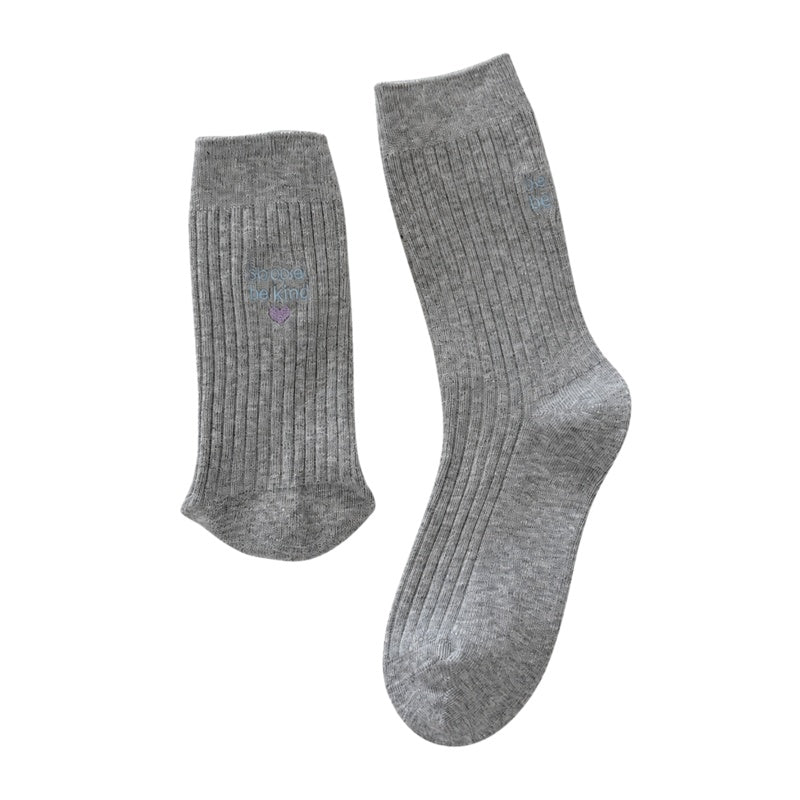 Heart Letter Embroidered Ribbed Mid Socks 6W8FSO649
