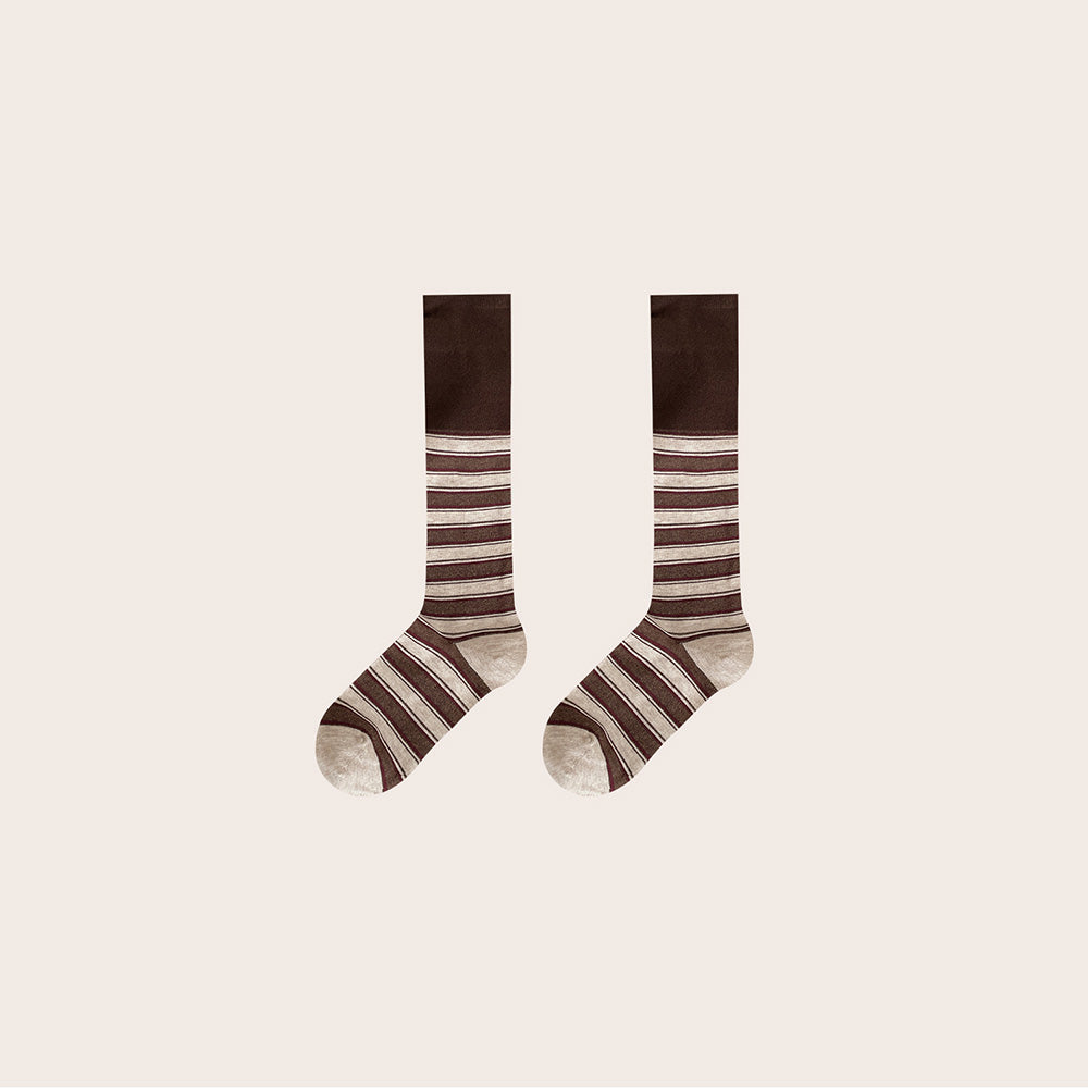 Retro Color Contrast Warm Mid-Calf Socks 6W8FSO819