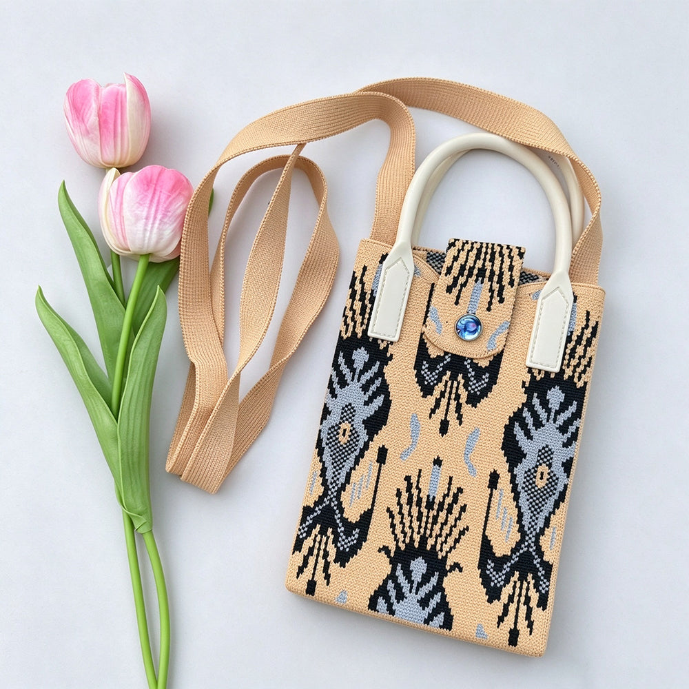Boho Floral Print Knit Crossbody - DippedShop Wholesale - #4963