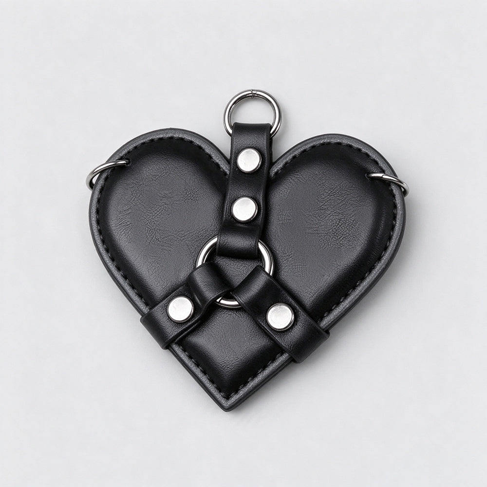 Studded Heart Bag Charm - DippedShop Wholesale - #3267