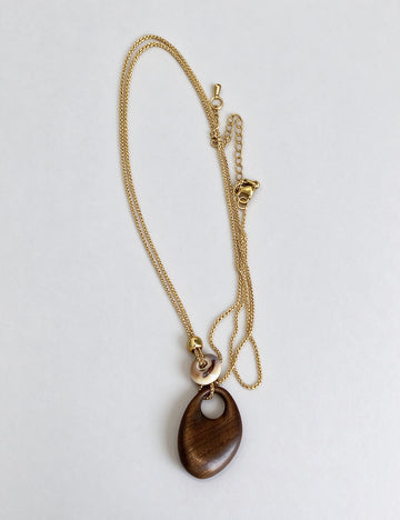 Wooden Teardrop Pendant Necklace - DippedShop Wholesale - #0403