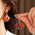 Vintage Enamel Maple Leaf Fan Earrings 6W6JER790