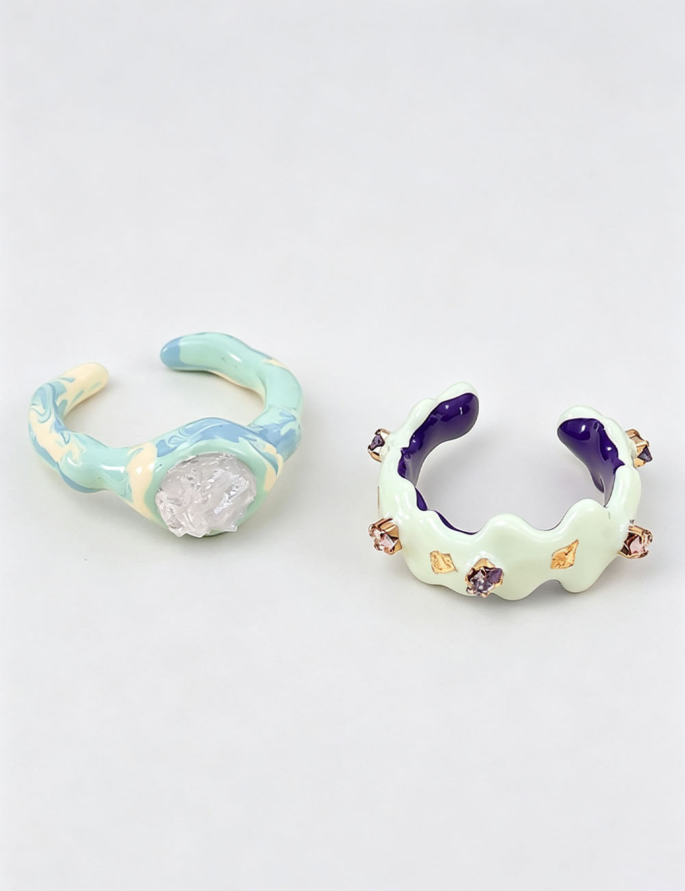 Enamel Rhinestone Open Ring - DippedShop Wholesale - #7811