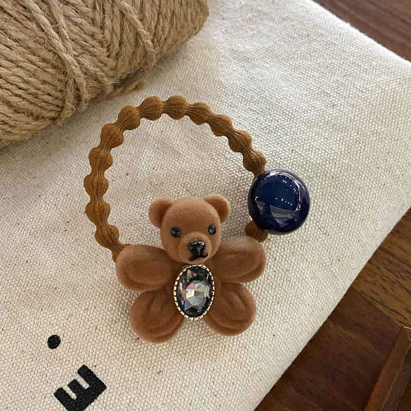 Cute Bear Bead Flocking Hair Tie MK2BLW6W6HHT17