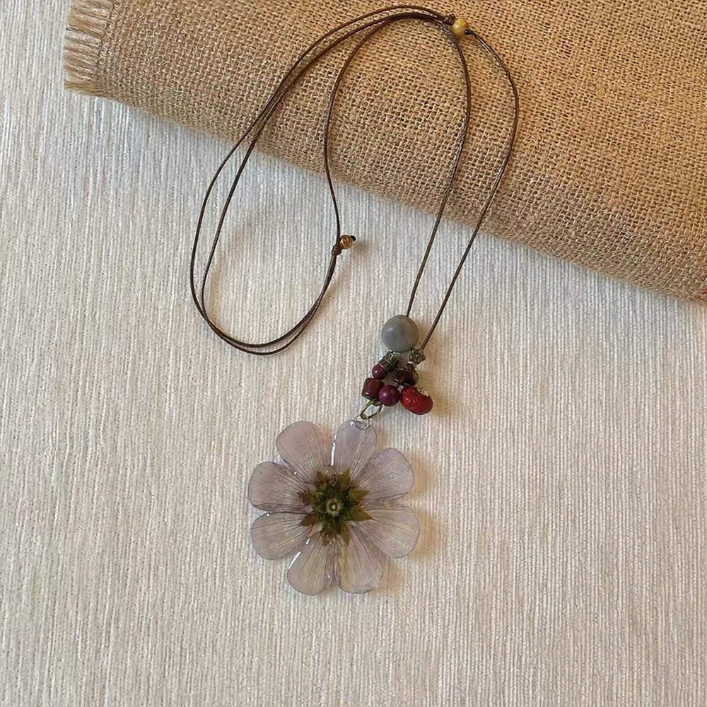 Flower Resin Pendant Necklace - DippedShop Wholesale - #8131