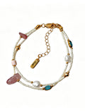 Double Layered Irregular Pearl Stone Beaded Bracelet 6W6JBR367