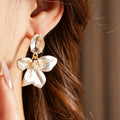 Pearlescent Enamel Flower Drop Earrings 6W6JER789