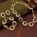 Vintage Rhinestones Floral Oval Chain Necklace 6W6JNC933