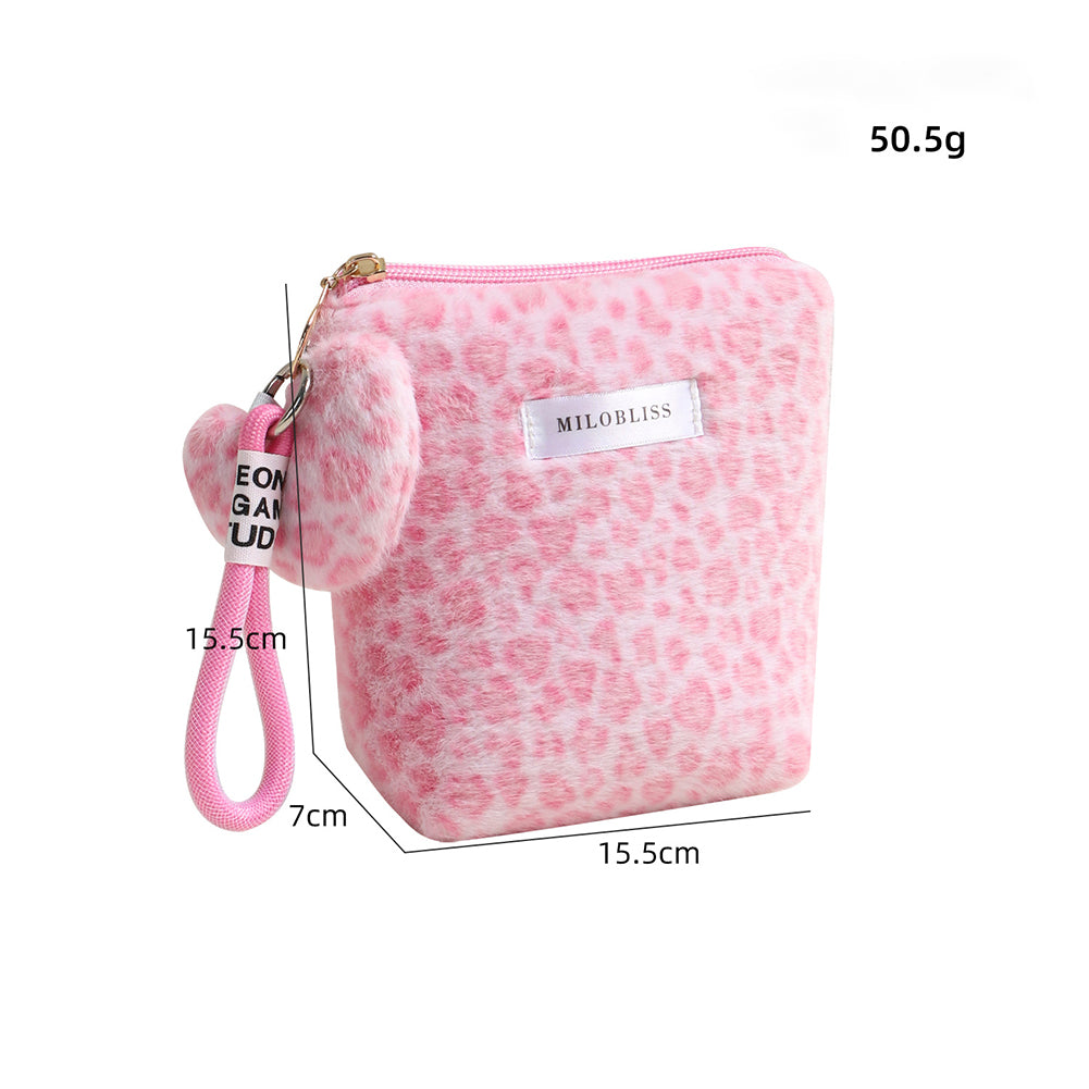 Vintage Leopard Pattern Plush Cosmetic Bag 6C5CO269