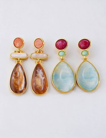 Resin Teardrop Dangle Earrings - DippedShop Wholesale - #6387