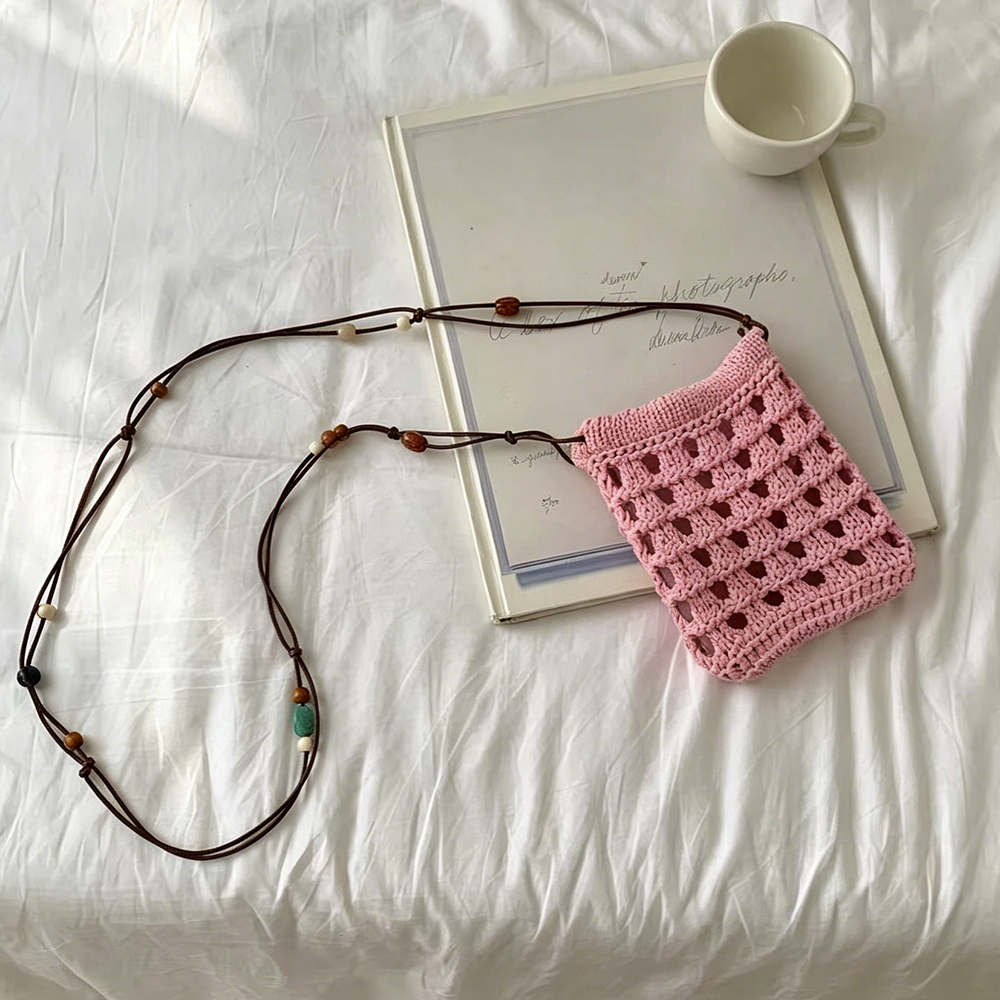Cute Solid Color Hollow Hand Crochet Crossbody Bag MK2BCR6W10BBG22