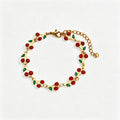 Cute Cherry Rhinestone Gold Plated Chain Bracelet 6W6JBR516
