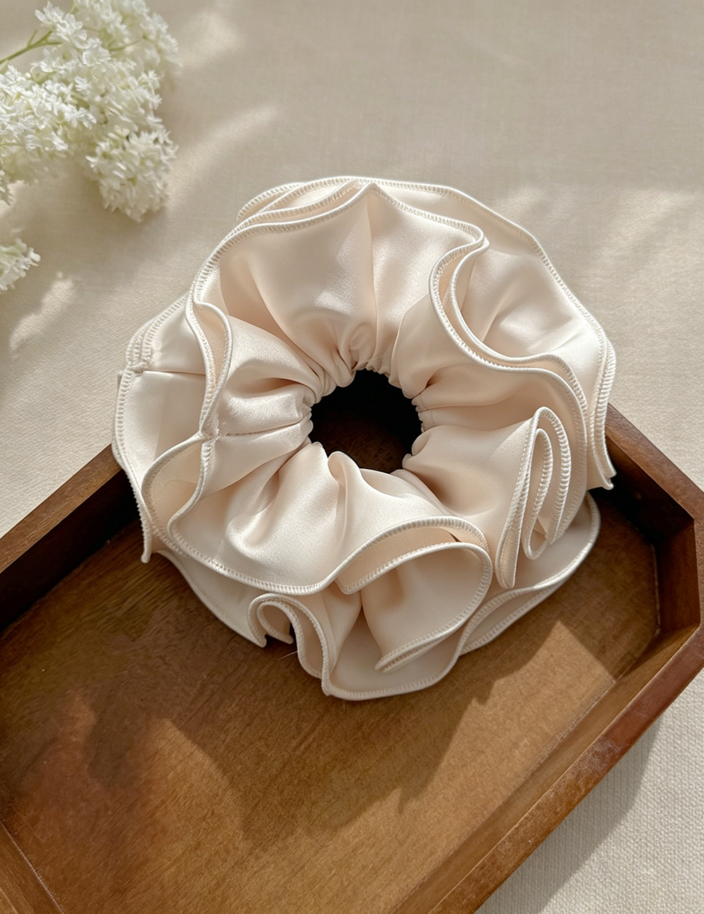 Ruffled Edge Satin Hair Scrunchie MK2BLW6W6HSR24