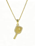 Simple Gold Plated Zirconia Tennis Racket Necklace 6W6JNC394L