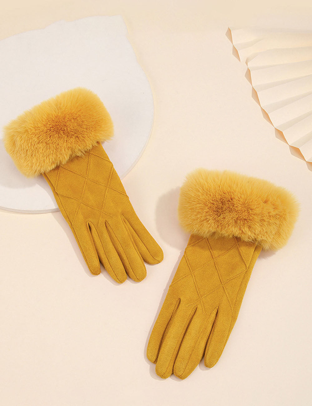 Plaid Suede Touch Screen Gloves - DippedShop Wholesale - #3923