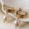 Pearl C-Shaped Stud Earrings - DippedShop Wholesale - #0243