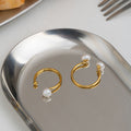 Pearl Gold Plated Open Ring - DippedShop Wholesale - #0819