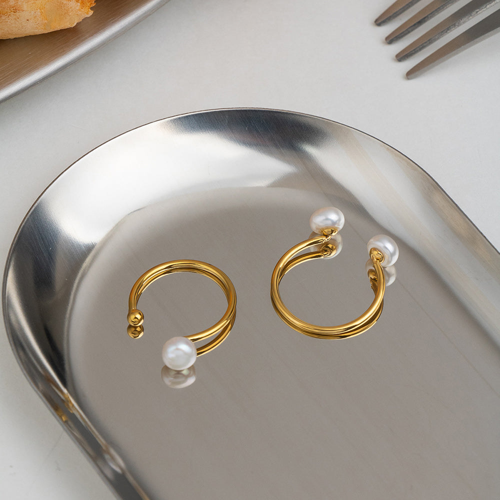 Pearl Gold Plated Open Ring - DippedShop Wholesale - #0819
