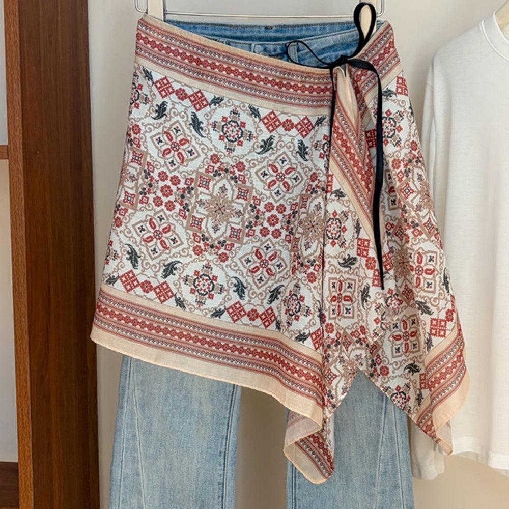Boho Paisley Print Tie Waist Hip Scarf 6W6NSC232