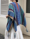 Boho Tassel Wavy Texture Knit Shawl Wrap 6W6NSC48