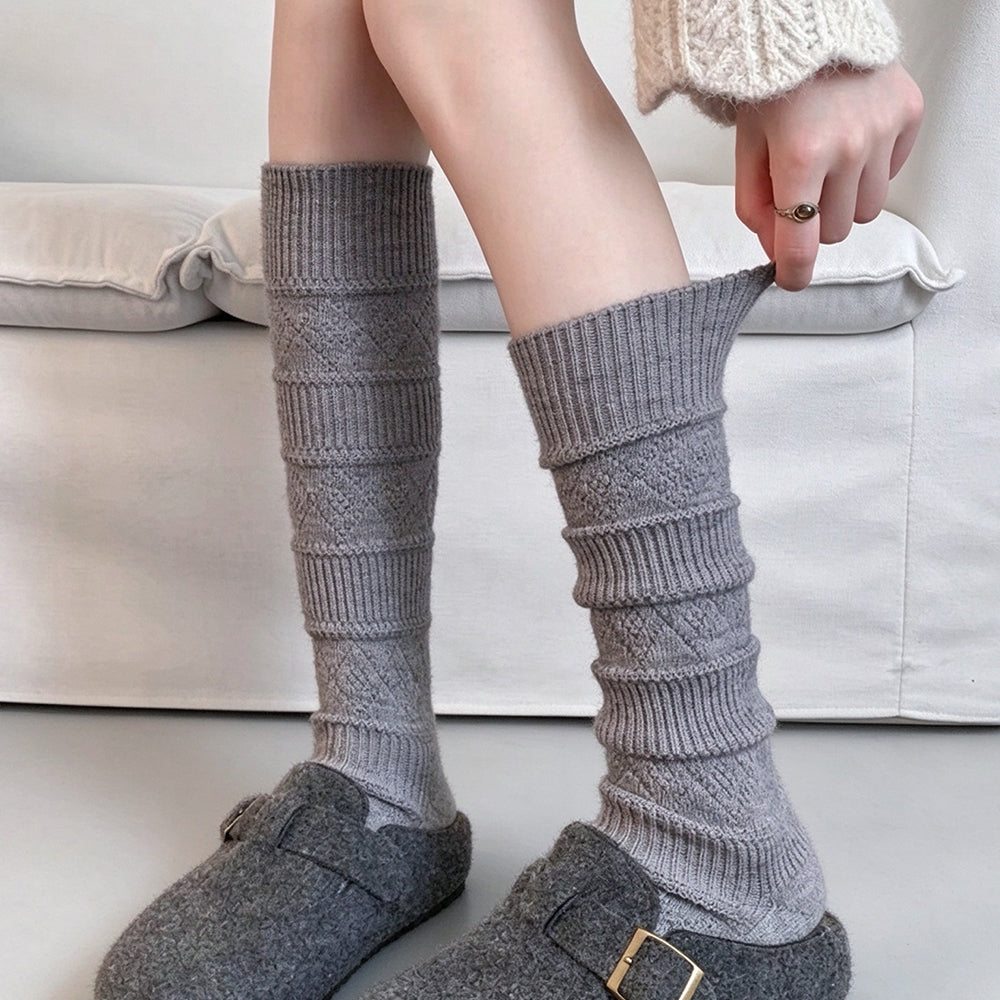 Diamond Knit Mid-Calf Socks - DippedShop Wholesale - #9683