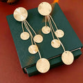 Chunky Gold Plated Long Disc Tassel Dangle Earrings 6W6JER717
