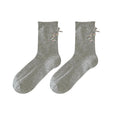 Floral Bowknot Crew Socks - DippedShop Wholesale - #0451