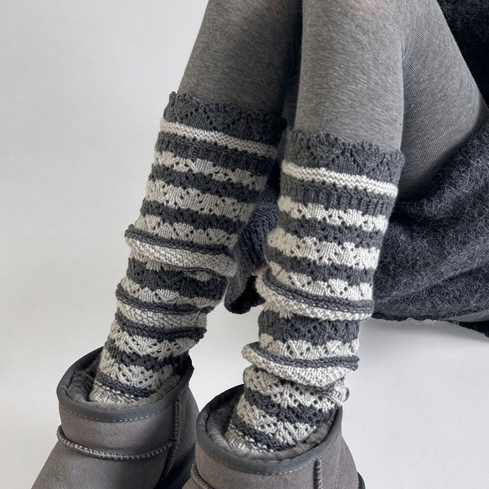 Striped Slouchy Mid-Calf Socks - DippedShop Wholesale - #9779