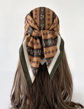 Trendy Striped Paisley Print Headscarf Silk Scarf 6W6NSC231