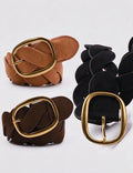 Vintage Twist Weave Suede Wide Waist Belt 6W6JBT217